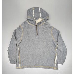 Carbon 2 Cobalt‎ Sartorial Hoodie Mens Large Gray Qt Zip Herringbone Elbow Patch